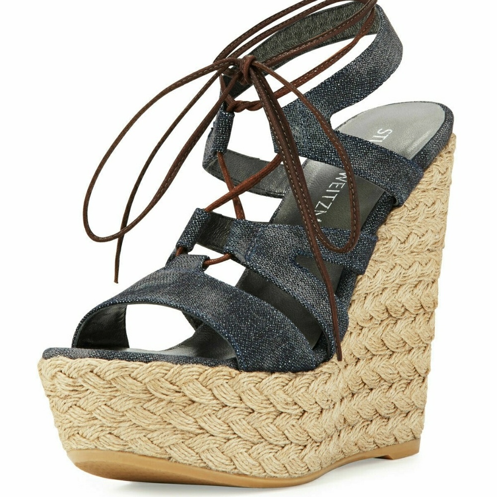Stuart Weitzman Tiegirlbingo Wedge Sandals 10.5 M
